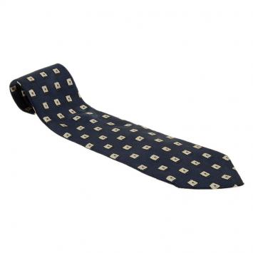Pre Owned  Valentino Navy Blue Silk Square Pattern Tie 
