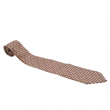 Pre Owned Valentino Burgundy Printed Silk Tie