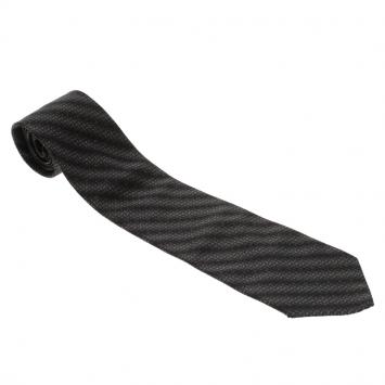 Pre Owned Valentino Monochrome Textured Dotted Traditional Silk Tie