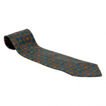 Pre Owned Gianni Versace Blue Silk Medusa Tie