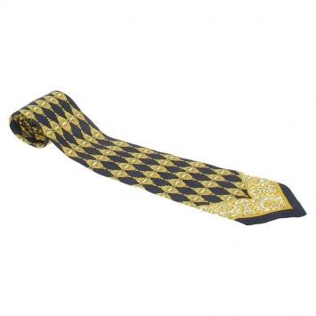 Pre Owned Gianni Versace Black and Yellow Printed Tie