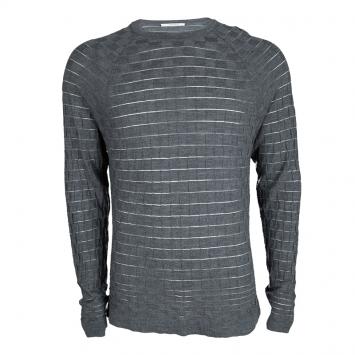 Pre Owned Versace Collection Grey Geometric Pattern Crew Neck Sweater XL