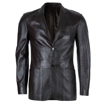 Pre Owned Z Zegna Mens' Black Leather Jacket M