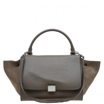 Pre Owned Celine Grey Leather Medium Trapeze Tote