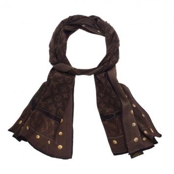 Pre Owned Louis Vuitton Brown Monogram Silk Stole
