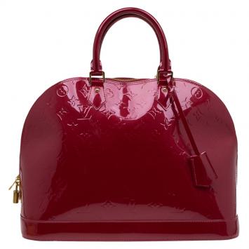 Pre Owned Louis Vuitton Red Monogram Vernis Alma GM Bag