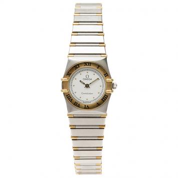 Pre Owned Omega White Stainless Steel Constellation Women's Wristwatch 24 MM