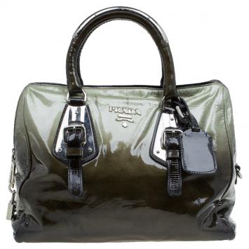 Pre Owned Prada Ombre Vernice Leather Sfumata Bowler Tote