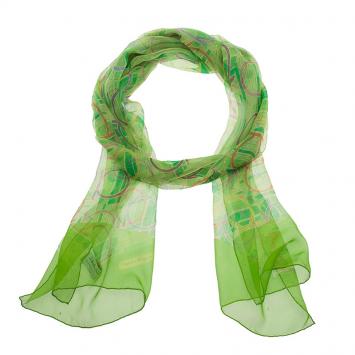 Pre Owned Salvatore Ferragamo Green Silk Scarf