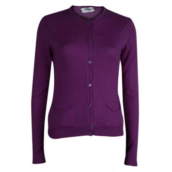 Pre Owned Yves Saint Laurent Purple Cashmere Button Down Cardigan S