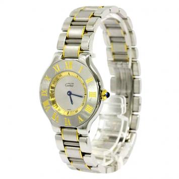 Pre Owned Cartier Silver Gold Plated and Stainless Steel Must Unisex Wristwatch 31MM