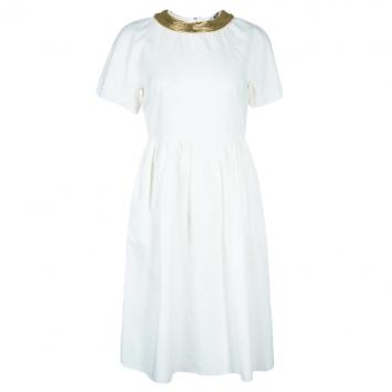Pre Owned 3.1 Phillip Lim White Embellished Short Sleeve Dress S