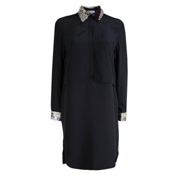 Pre Owned 3.1 Phillip Lim Black Silk Embellishment Detail Oversized Shirt Dress S
