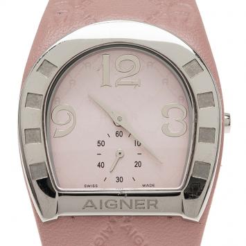 Pre Owned Aigner Pink Stainless Steel Capri Women's Wristwatch 31MM