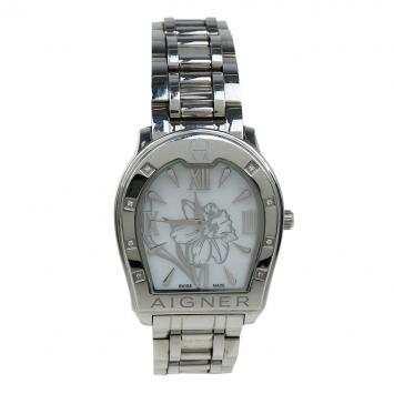 Pre Owned Aigner White Stainless Steel Verona Women's Wristwatch 33MM