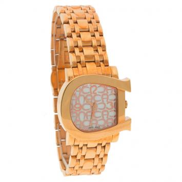 Pre Owned Aigner Rose Gold Tone Stainless Steel Genua Due Women's Wristwatch 34MM