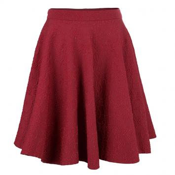 Pre Owned Azzedine Alaia Red Textured Skater Skirt M