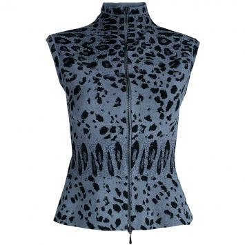 Pre Owned Alaia Grey Leopard Print Sleeveless Jacket S