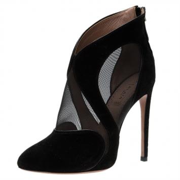 Pre Owned Azzedine Alaia Black Suede and Mesh Ankle Boots Size 38