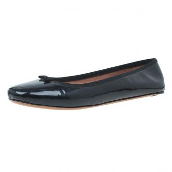 Pre Owned Azzedine Alaia Black Patent Ballet Flats Size 40