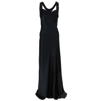 Pre Owned Alberta Ferretti Black Embellished Evening Gown L