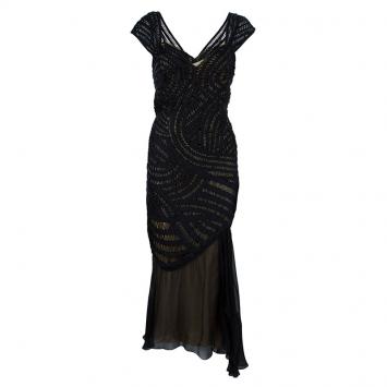 Pre Owned Alberta Ferretti Embellished Sleeveless Cocktail Dress L