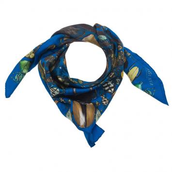 Pre Owned Alexander McQueen Blue Bugs Print Square Scarf