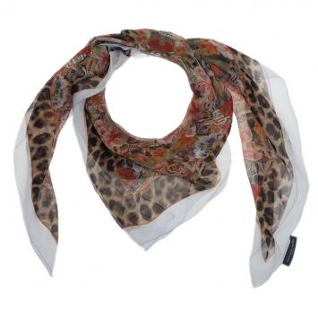 Pre Owned Alexander McQueen Floral and Leopard Print Square Scarf