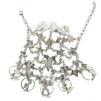 Pre Owned Alexander McQueen Ivy Leaves Silver Tone Finger Bracelet