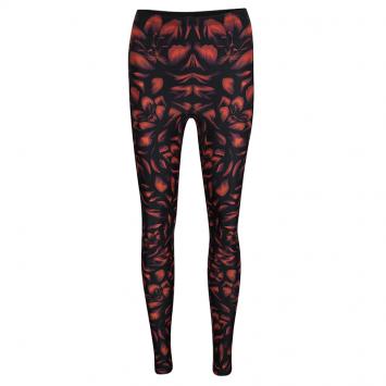 Pre Owned Alexander McQueen Black Knit Tulip Printed Leggings XS