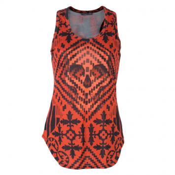 Pre Owned Alexander McQueen Red Skull Tank Top S
