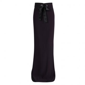 Pre Owned Alexander McQueen Purple Leaf Crepe Bow Detail Maxi Skirt S