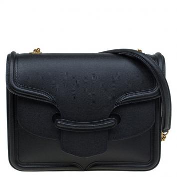 Pre Owned Alexander McQueen Black Leather Heroine Chain Shoulder Bag