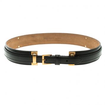 Pre Owned Alexander McQueen Black Leather Padded Belt 80 CM