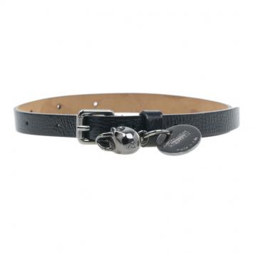 Pre Owned Alexander McQueen Black Leather Double Wrap Bracelet