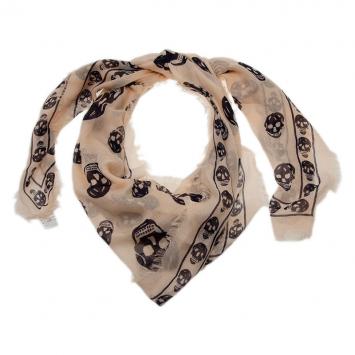Pre Owned Alexander McQueen Pink Skull Cashmere Blend Stole