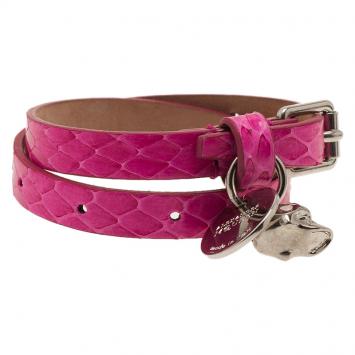 Pre Owned Alexander McQueen Nova Pink Leather Double Wrap Bracelet