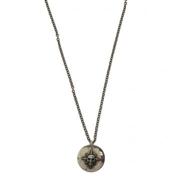 Pre Owned Alexander McQueen Skull Compass Silver Tone Pendant Necklace