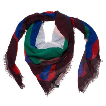 Pre Owned Alexander McQueen Multicolor Cut Out Big Skull Print Silk Modal Square Scarf