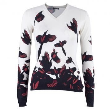 Pre Owned Alexander McQueen Bird Print Knit Sweater S