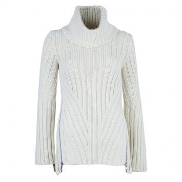 Pre Owned Alexander McQueen White Knit Turtleneck Sweater XS