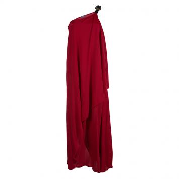 Pre Owned Alexander McQueen Red One Shoulder Buckle Detail Dress S