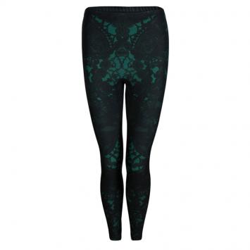 Pre Owned Alexander Mcqueen Dark Green Lace Print Leggings S