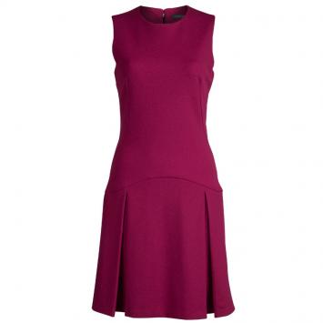 Pre Owned Alexander McQueen Red Dropped Waist Box Pleated Sleeveless Dress M 