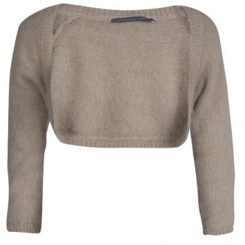 Pre Owned Alexander Mcqueen Beige Angora Wool Bolero Cardigan L