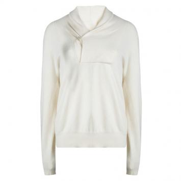 Pre Owned Alexander McQueen Cream Shawl Collar Cashmere Sweater XL
