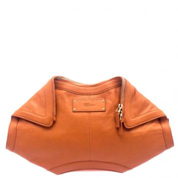 Pre Owned Alexander McQueen Orange Leather Medium Faithful De Manta Clutch