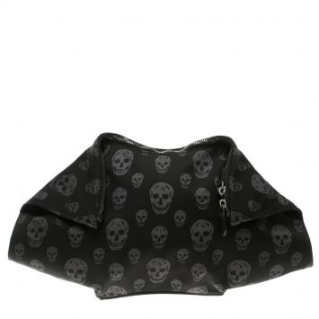 مملوكة مسبقًا Alexander Mcqueen Black Skull Print Nylon De Manta Clutch
