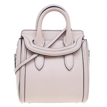 Pre Owned Alexander McQueen Beige Leather Mini Heroine Shoulder Bag