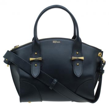 Pre Owned Alexander McQueen Black Calf Leather Small Legend Tote